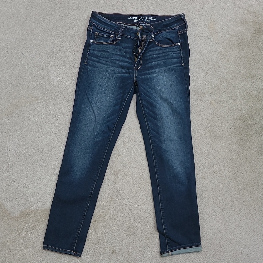 American Eagle Outfitters Blue Skinny Jeans with Faded Indigo